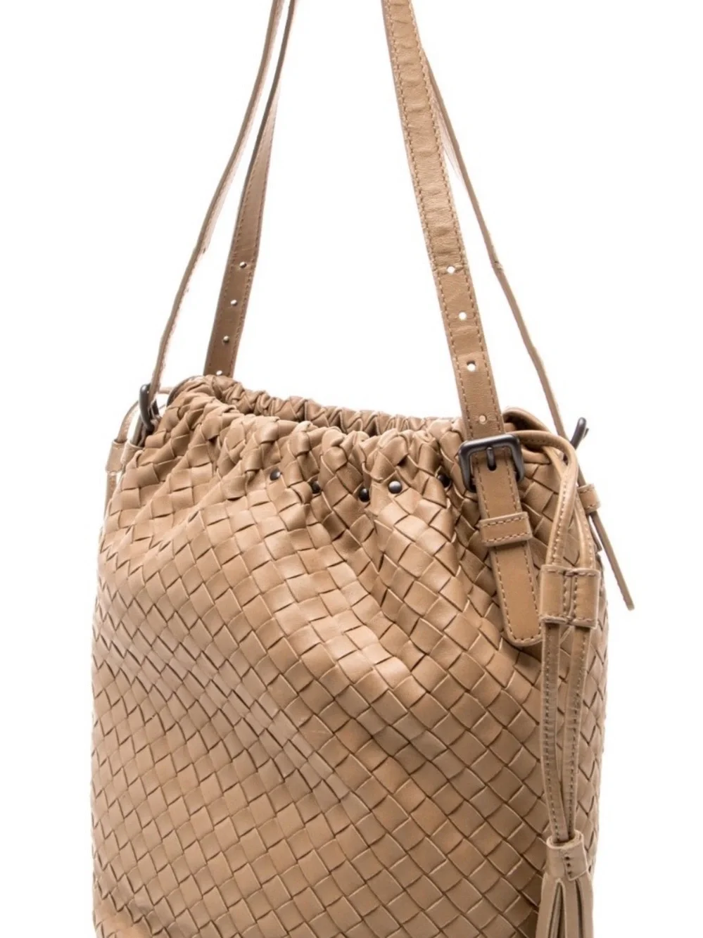 Bottega Veneta Intrecciato Cesta drawstring bucket leather bag Italy beige